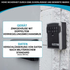 Master Lock Smart Connected Schlüsseltresor zur Wandmontage, Bluetooth oder Kombination, mittel 83 x 127 x 59 mm, Outdoor, für Profis, Schwarz und Grau