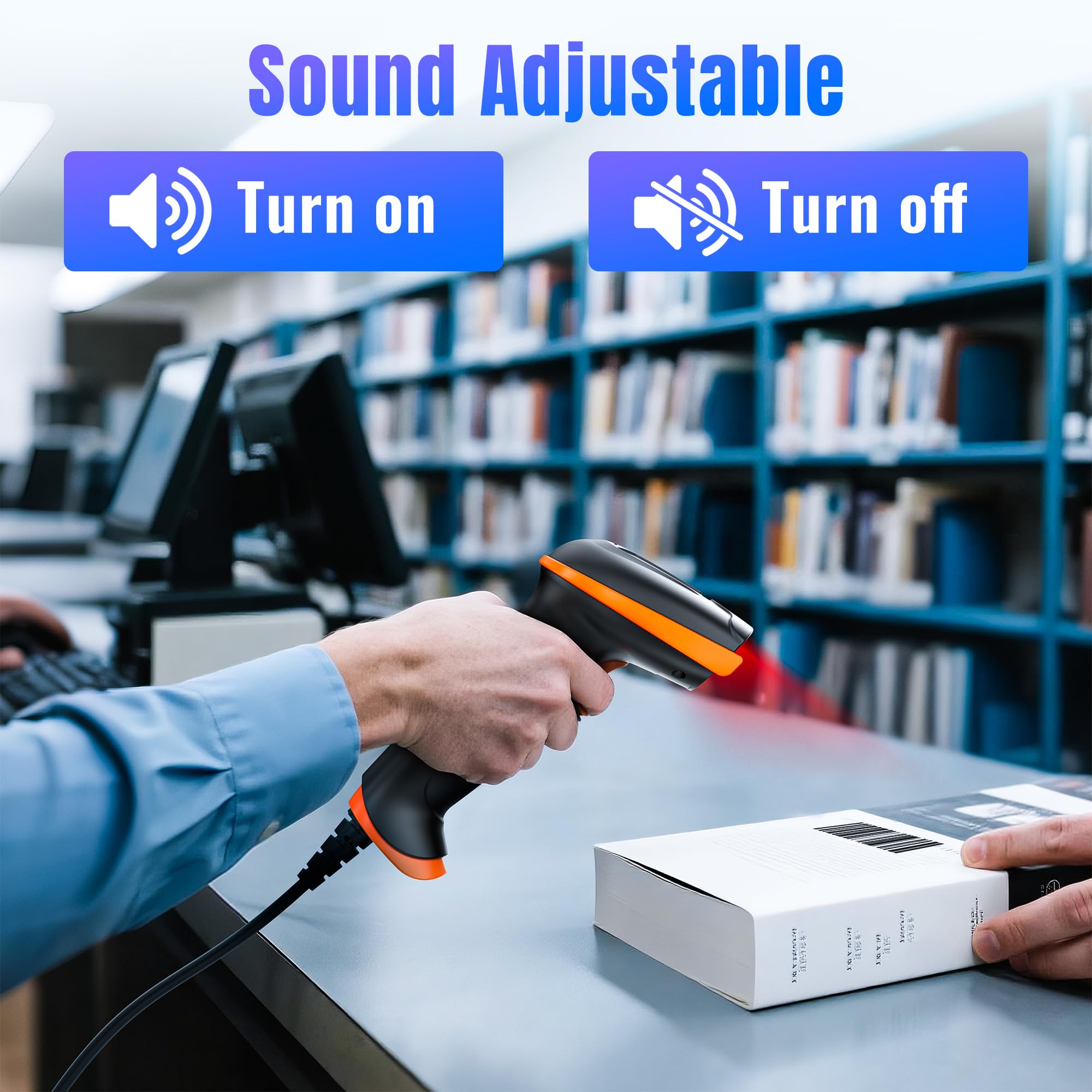 Tera Barcode Scanner 1D 2D QR Wired Handscanner Kabelgebundenes CMOS-Barcode-Lesegerät mit Stoßfest Wasserdicht IP65 Ergonomischer Griff 300,000-Pixel-Kamera und USB-Kabel, Plug&Play, D5100Y