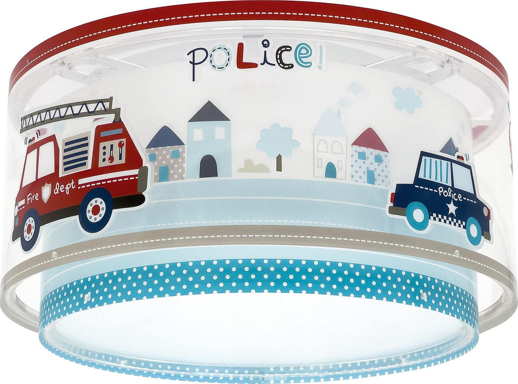 Dalber Deckenlampe kinderzimmer, Deckenleuchte für Kinder Polizei Autos Police, 60616N, E27