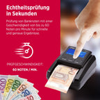 Olympia NC 375 Geldprüfgerät | Geldscheinprüfer mit IR, MG, UV Sensoren | Geldzähler für Euro, Dollar, Pfund | Falschgeld Prüfer | Hohe Prüfgeschwindigkeit | Geldprüfgerät für Scheine | LCD Display