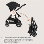 LIONELO BIANKA Kinderwagen 3 in 1 bis 22 kg Babywanne Autositz, Zusammenlegbar, Reise-System, Einstellung der Rückenlehne, Räder 360 Stoßdämpfer, Verdeck XXL