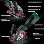 HYCHIKA Handkreissäge, 750W Kreissäge 3500U mit 3 Sägeblättern (115 und 125mm) mit Führungsschiene Max Schnitttiefe 48mm(90°)/32mm(45°), mini Kreissäge für Holz, Weichmetall, Fliesen u.s.w