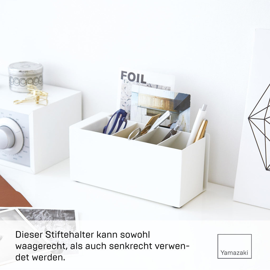 Yamazaki 3319 TOWER Stiftehalter, weiß, Stahl, minimalistisch, 9 x 9 x 20 cm