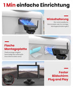 Solar Rückfahrkamera Kabellose Magnetisch: 5 Zoll HD 1080P Bildschirm 1 Min Magnetische Installation Starke Signal IP69K wasserdichte Rückfahrkameras mit Aufbewahrungstasche für Auto SUV LKW Anhänger