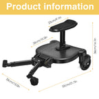 Buggy Board für alle Kinderwagen, Vihir Kiddy Board mit Sitz, Trittbrett Mitfahrbrett Universal passend für 2-6 Jahre alte Kinder, mit einer maximalen Belastung von 55 Pfund (schwarz)