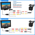 Kairiyard 5 Zoll HD Auto LCD Monitor mit 4LED Nachtsicht Wasserdicht Auto Rückansicht Rückfahrkamera Rückfahrsystem für PKW,SUV,Lieferwagen,Pickups und LKW