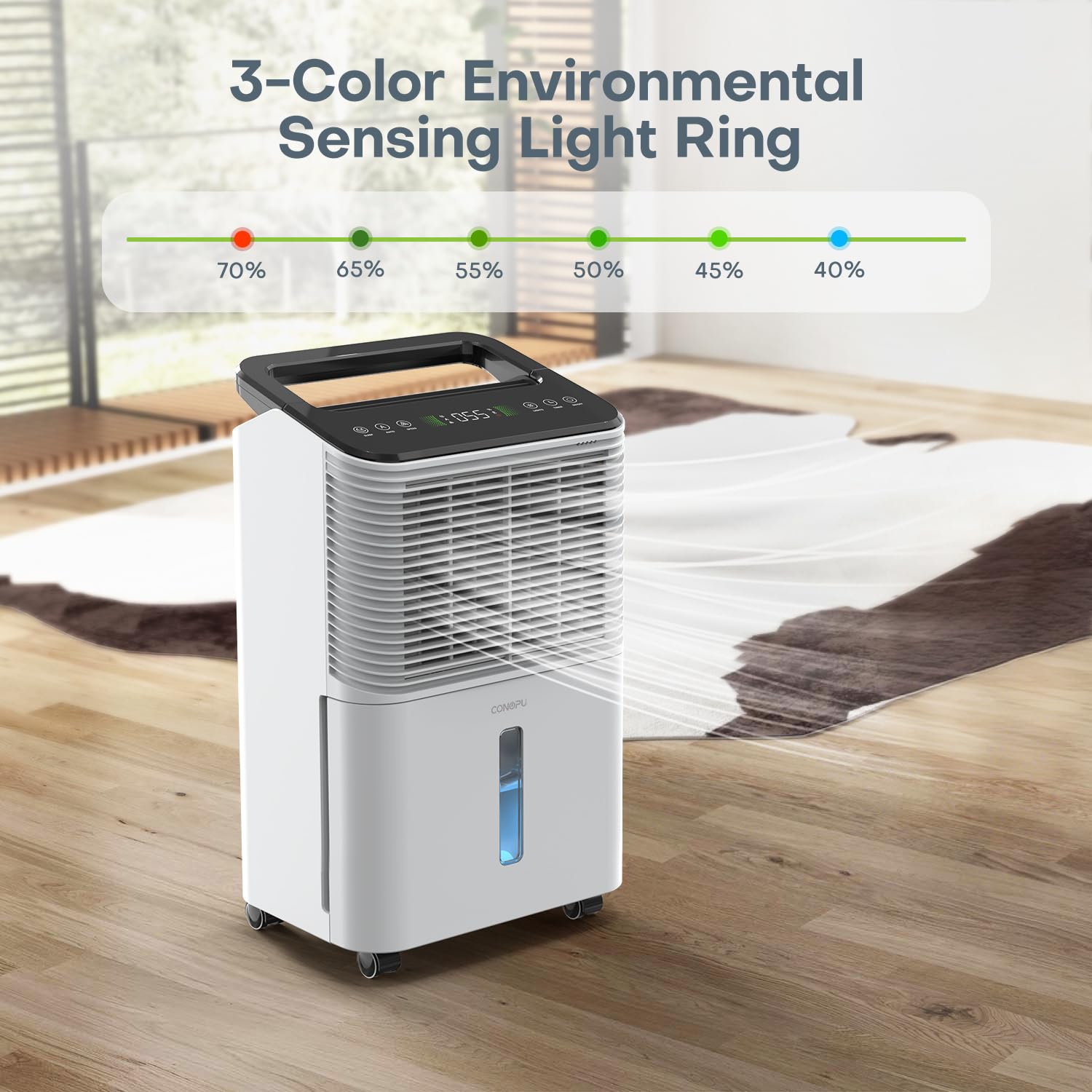 CONOPUPlus Luftentfeuchter 16L/Tag, Ultra-leiser Luftentfeuchter Elektrisch, Intelligentes Zentralsteuerungs, AUTO Modus, Feuchtigkeitsanzeige Licht, 24H Timer, Raumentfeuchter, Mehr Effizient
