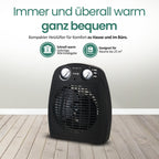 Emerio FH-106737.2, Note 1.5, kleiner kompakter portabler Heizlüfter für 25 m², 2 Heizleistungen + Ventilatorfunktion, verstellbarer Thermostat, Sicherheitsschalter, Handgriff, 2000 Watt, Anthrazit