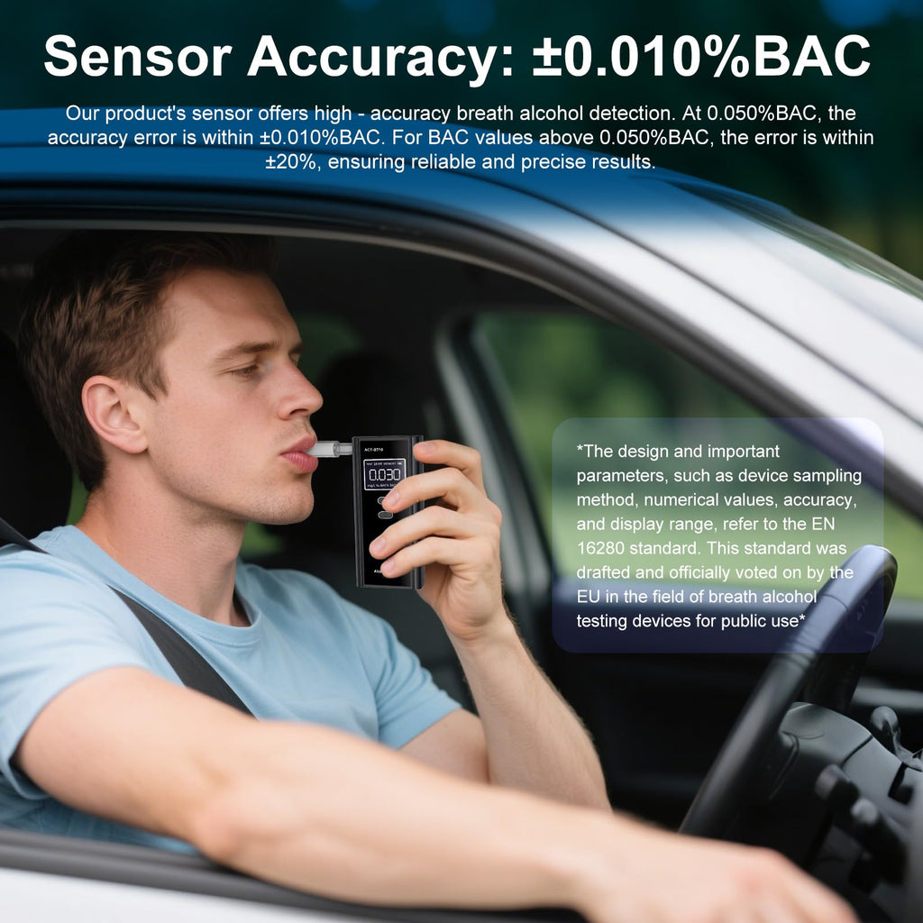 Milduall Alkoholtester Polizeigenau, Professioneller Alkoholmessgerät mit digitaler LCD-Anzeige Promillemessgerät Atemalkoholtester mit 10 Mundstücken, Gradgenauigkeit für Outdoor Patry