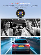 Veement Dashcam Auto Vorne Und Innen 2,5k+1080p, Mini Dash Cam Auto Kamera Mit 32-GB-Karte, Super-Nachtsicht, 4 IR-LEDs, 165° Weitwinkel WDR, G-Sensor, Loop-Aufnahme, 24H Parkmodus (Dunkelschwarz)