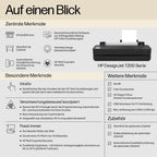 HP DesignJet T230 24 Zoll (61 cm 5HB07D), Großformatdrucker, Plotter, Standard A4-A1, 68 A1-Ausdrucke/Stunde, Wi-Fi, Ethernet, USB, 2400x1200 DPI, Recyceltes Metall, 1 Jahr Garantie, Click, Schwarz