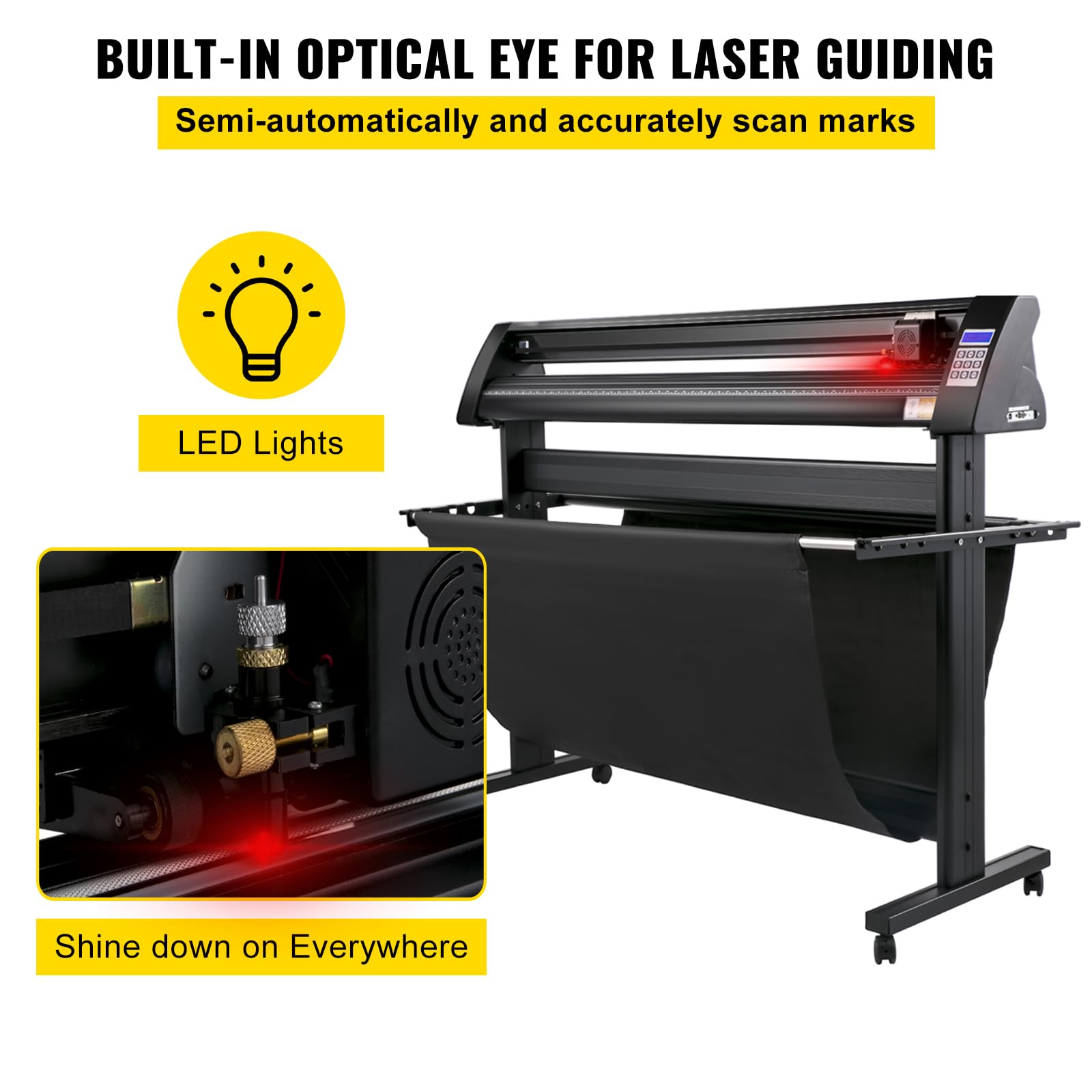 VEVOR Vinyl Schneideplotter Max. Papiereinzug 1350 mm, Folienschneider Max. Schnittbreite 1260 mm, Plotter Schnittgeschwindigkeit 800 mm/s, Halbautomatisch, Signmaster, Windoskompatibel, LCD-Anzeige