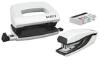 Leitz NeXXt Mini-Locher- und Heftgerät-Set für bis zu 10 Blatt, Inkl. P2 Nr. 10 Heftklammern, perlweiß, WOW, 55612001