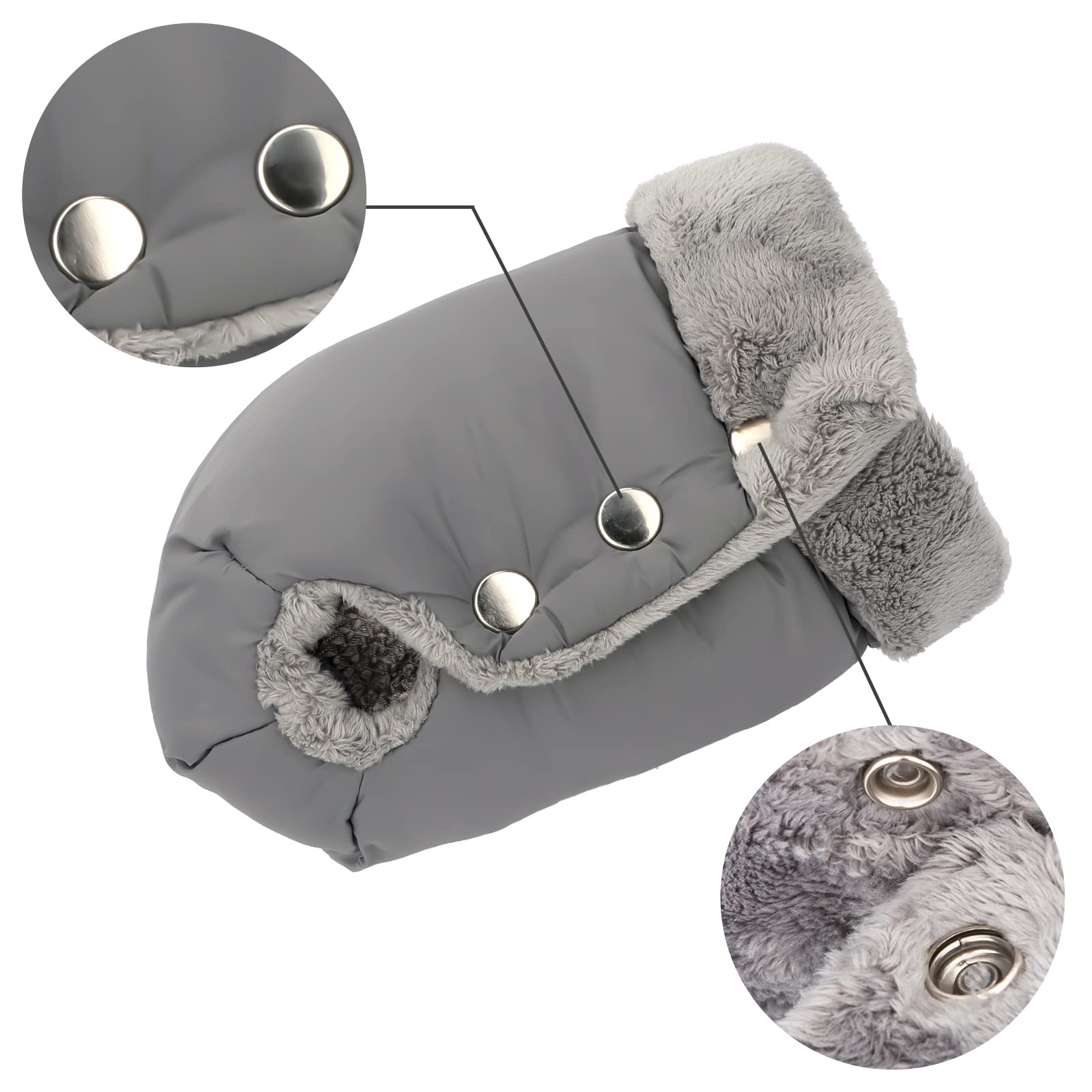 Handwärmer Kinderwagen Handschuhe Handmuff mit warme Fleece und Baumwolle Innenseite Wasserdicht und Winddicht Stroller Handmuff Universalgröße Winter Geschenk für Neue Eltern Grau