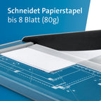 Dahle 502 Papierschneider (DIN A4, für Papier, Etiketten, Fotos, 8 Blatt Schneidleistung) Blau