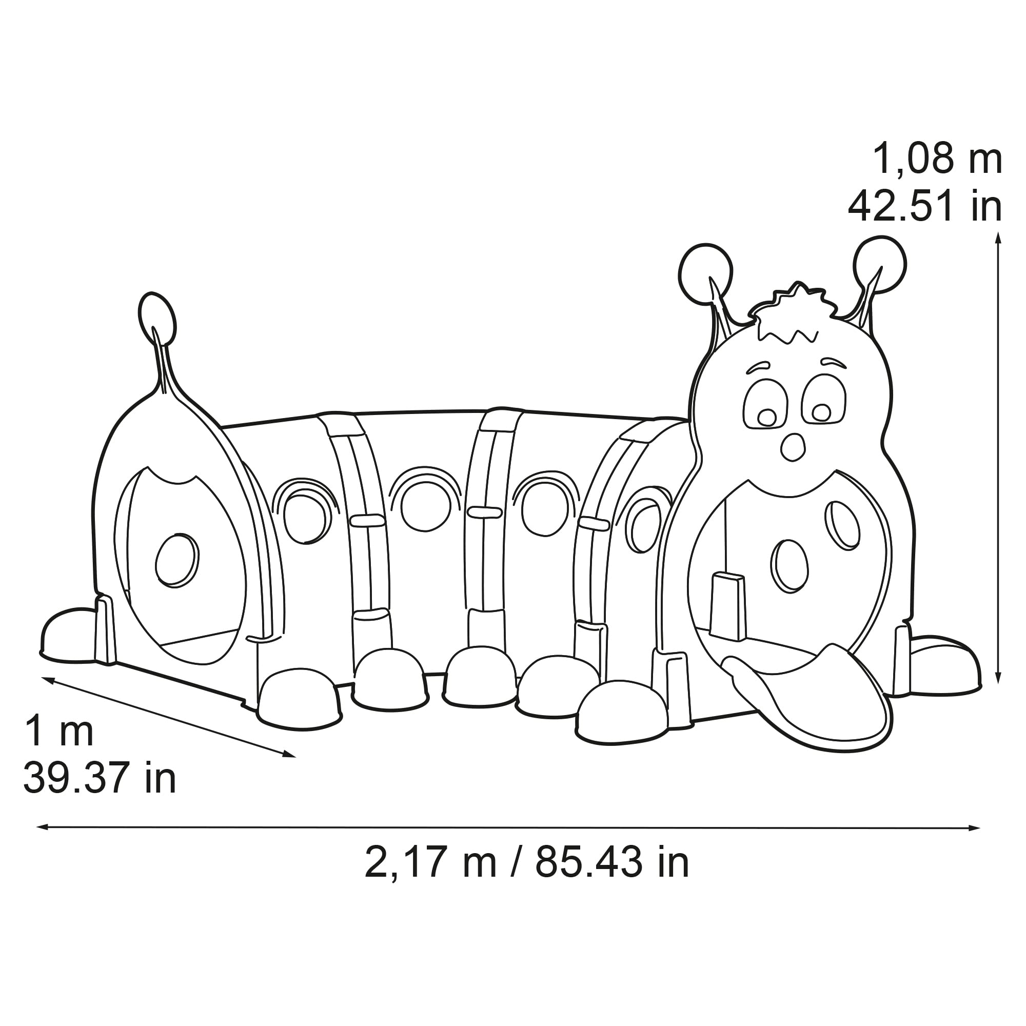 FEBER - Febergus, Kinder-Sporttunnel, Indoor und Garten, mit 4 erweiterbaren bunten Modulen, Outdoor-Spielzeug für Jungen und Mädchen +3 Jahre, Famosa (FEU12000)