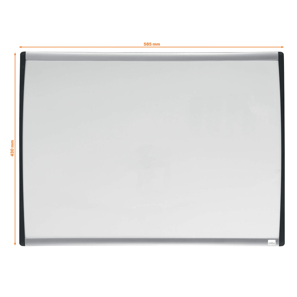 Nobo Kleines Magnetisches Whiteboard mit Gewölbtem Rahmen, Wandmontage, Inkl. Whiteboard-Marker, Magneten & Schaumstoff-Klebepads, Zuhause/Büro, 585 x 430 mm, 1903783