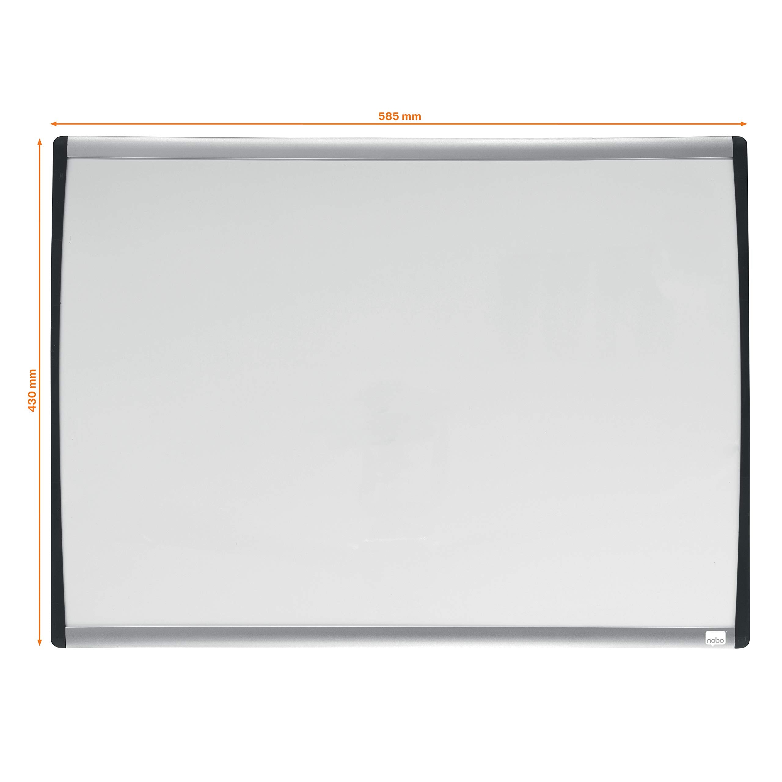 Nobo Kleines Magnetisches Whiteboard mit Gewölbtem Rahmen, Wandmontage, Inkl. Whiteboard-Marker, Magneten & Schaumstoff-Klebepads, Zuhause/Büro, 585 x 430 mm, 1903783