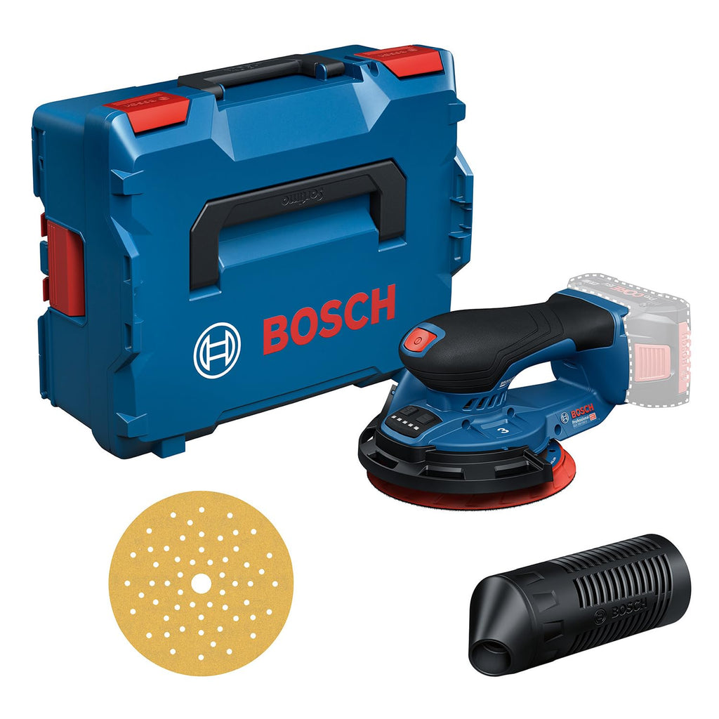 Bosch Professional 18V System Akku-Schleifer GEX 18V-150-3 (inkl. 1x Schleifpapier, 1x Staubbox, 1x Schutzring, L-BOXX 162)