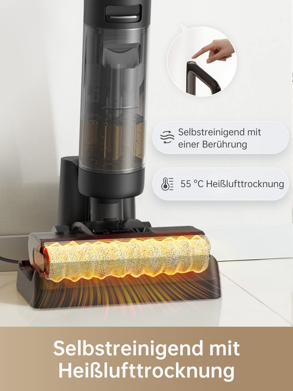 dreame H12 Pro Nass Trockensauger kabellos Kantenreinigungsbürste,Selbstreinigungsfunktion,Schmutzerkennung,LED-Display,Laufzeit bis zu 35min,900mL Wassertank für Hartböden,Tierhaare,HHR25A,Schwarz