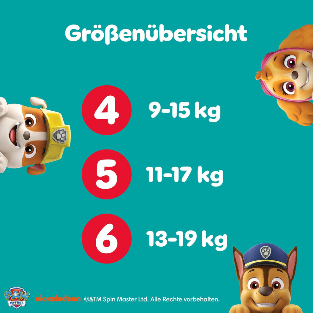 Pampers Baby-Dry Pants Paw Patrol Edition Größe 4, 180 Windeln, 9kg-15kg, 360° Passform hilft, Auslaufen zu verhindern
