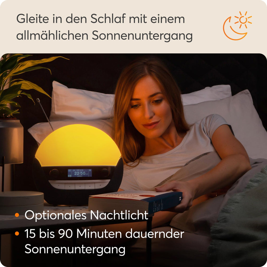 Lumie Bodyclock Luxe 750DAB - Lichtwecker, DAB-Radio, Bluetooth Lautsprecher & Wenig Blaulicht für Schlafenszeit