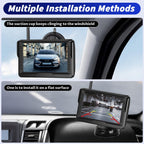 OiLiehu Kabellose Digitale Rückfahrkamera Set, IP68 Infrarot Nachtsicht AHD Kamera, 1080P Funk Rückfahrkamera mit 5" IPS Monitor, für Auto DC 12V