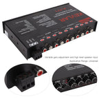 Auto-Equalizer mit 7-Band-Grafik-Equalizer 7-Band-Vorverstärker-Digital-Equalizer Auto-Audio-EQ Auto-Audio-Grafik-Equalizer Universeller Tiefpass 7-Band Variable Gain-Anpassung High-Level-Eingangs-EQ