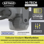 ARTAGO 870 Hochwertige Lenkradkralle 2in1 Ohne/Mit Alarm 120dB+LED, Sicherer und Abschreckender Lenkradsperre um die Lenkradspeiche, Fortschrittlichste Lenkradschloss zur Auto-Diebstahlsicherung
