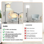 ROTTOGOON Dimmbare Stehleuchte Bogen Stehlampen für Wohnzimmer Stufenlos Dimmbare Moderne Stehlampe mit Leinenschirm Hohe Lampe für Schlafzimmer Büro Esszimmer- Schwarz