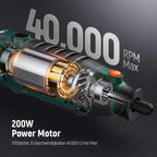 DEPSTECH Multifunktionswerkzeug 200W, Rotationswerkzeug Set mit 128 Zubehörteilen, 6 Variable Drehzahl 10.000-40.000 U/min zum Schneiden, Schleifen, Gravieren, Polieren, Schärfen, Reinigen, Schnitzen