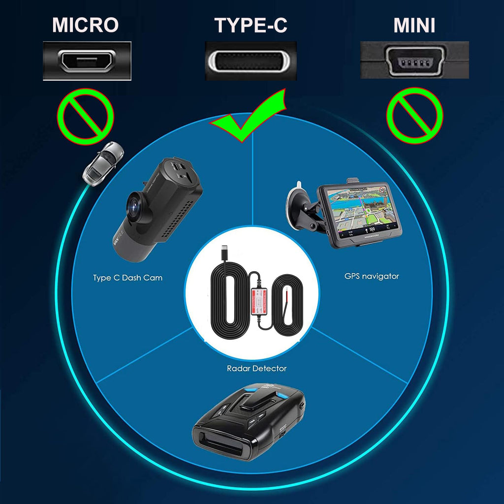 dashcam Gebildet Hardwire-Kit 12V-24V bis 5V Niederspannungsschutz 13ft/320cm Auto-Dashcam-Ladegerät Netzkabel für GPS-Stromversorgung Radarwarner kit