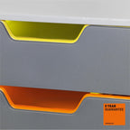 Durable Schubladenbox A4 (Varicolor) Ablagebox 5 Fächer, mit Etiketten zur Beschriftung, mehrfarbig, 760527