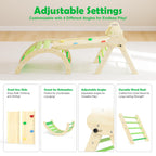 7-in-1 Montessori Kletterdreieck mit Kissen – Holz Kletterspielzeug für Kleinkinder 1-3 Jahre – Indoor Kletterbogen mit Rutsche, Leiter & Spielbogen (Green)