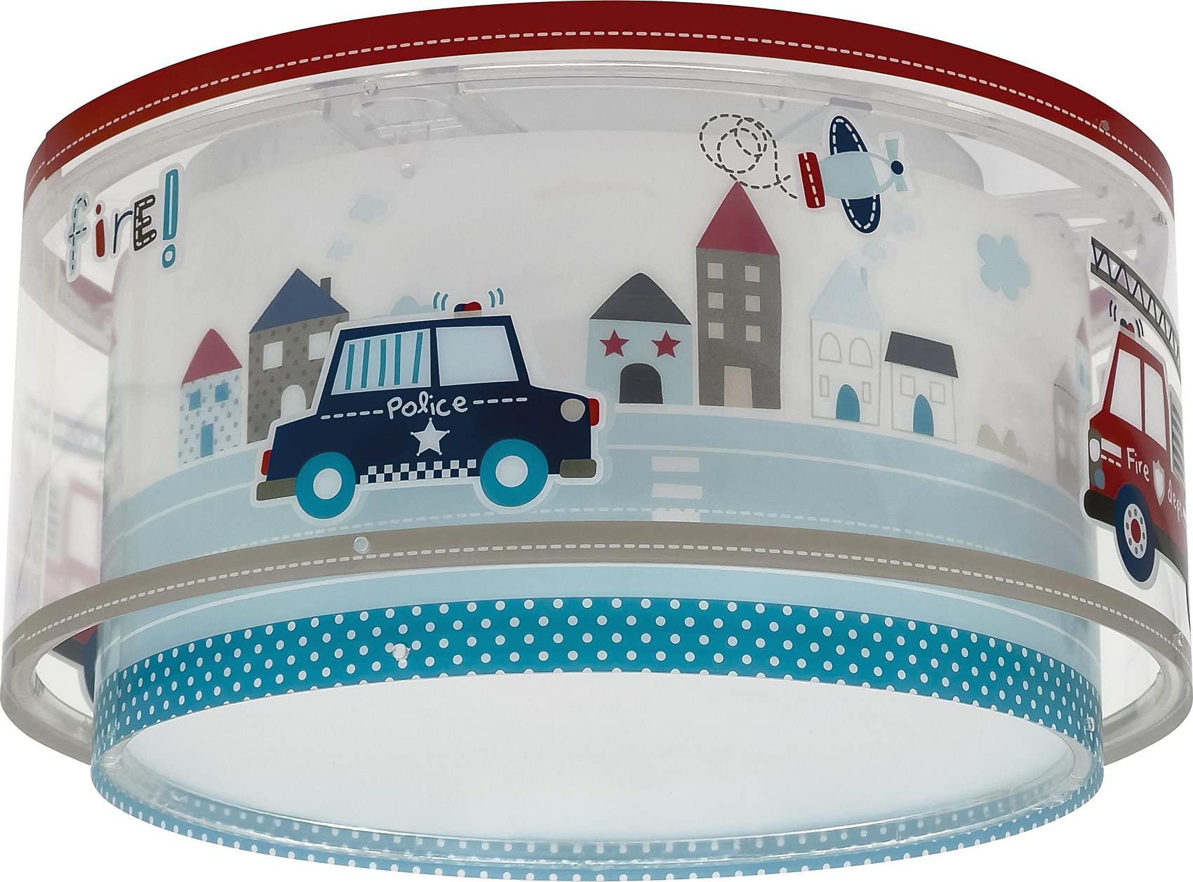 Dalber Deckenlampe kinderzimmer, Deckenleuchte für Kinder Polizei Autos Police, 60616N, E27