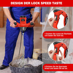 2600W Rot Rührwerk betonrührer, 6-Gang-Getriebe 0-1700U/min, M14 Spiralstange 60 cm, Farb-Mörtelrührer Ø120 mm, Handmischer für Mischgut Beton, Mörtel, Putz, Farbe, Kleber und Zement
