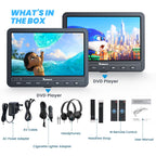 NAVISKAUTO 10,5 Zoll DVD Player Auto 2 Monitore Mit Eingebauter 5000 mAh Akku HDMI IN, Tragbarer DVD-Player Auto Fernseher TV Rücksitz Für Kinder Unterstützt USB/SD-Karte Mit Zwei Kopfhörern