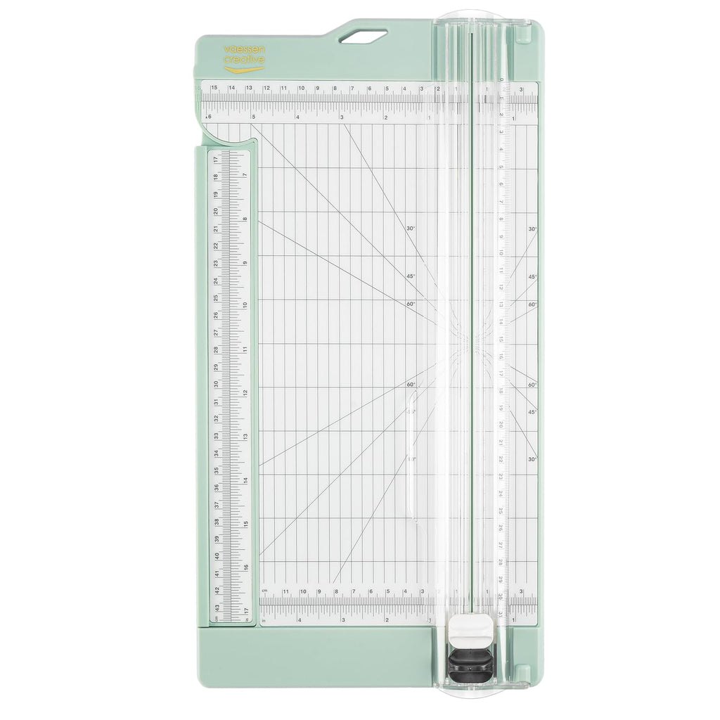 Vaessen Creative Papierschneider Mit Falzbrett 15x30,5cm, Mintgrün, für Scrapbooking und Karten Basteln