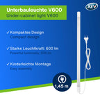 REV Unterbauleuchte Küche LED V600 - Schrankbeleuchtung 60cm, 20.000h, LED Leiste 8W, 600lm, 3000K, weiß