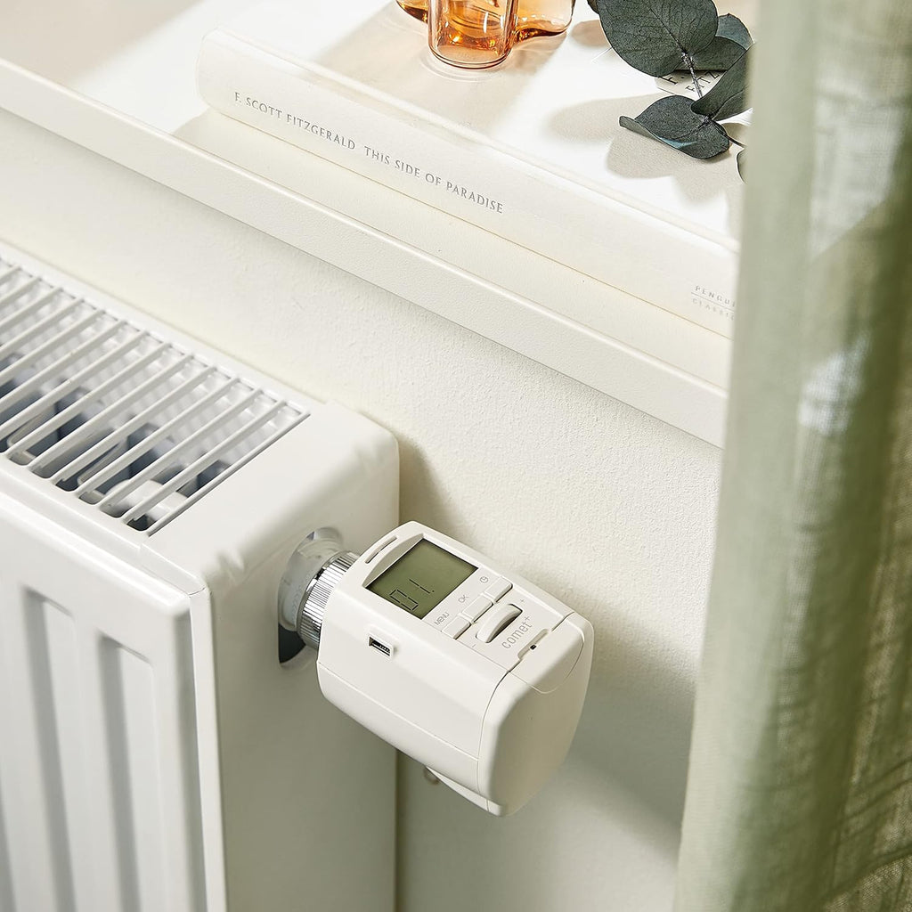 Eurotronic Comet Plus Heizkörperthermostat (individuell programmierbares Heizungsthermostat mit Fenster-offen-Erkennung, Heizkosten sparen mit Urlaubsfunktion, Thermostat Heizung), Farbe: Weiß