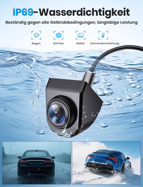 AUTO-VOX Rückfahrkamera:6 Systeme auf Knopfdruck,180° Weitwinkel,Keine Fischaugenoptik,OEM Look für Verdeckten Einbau,1080P HD-Bild,IP69K Wasserdicht Rückfahrkamera für Auto,SUV und Pkw