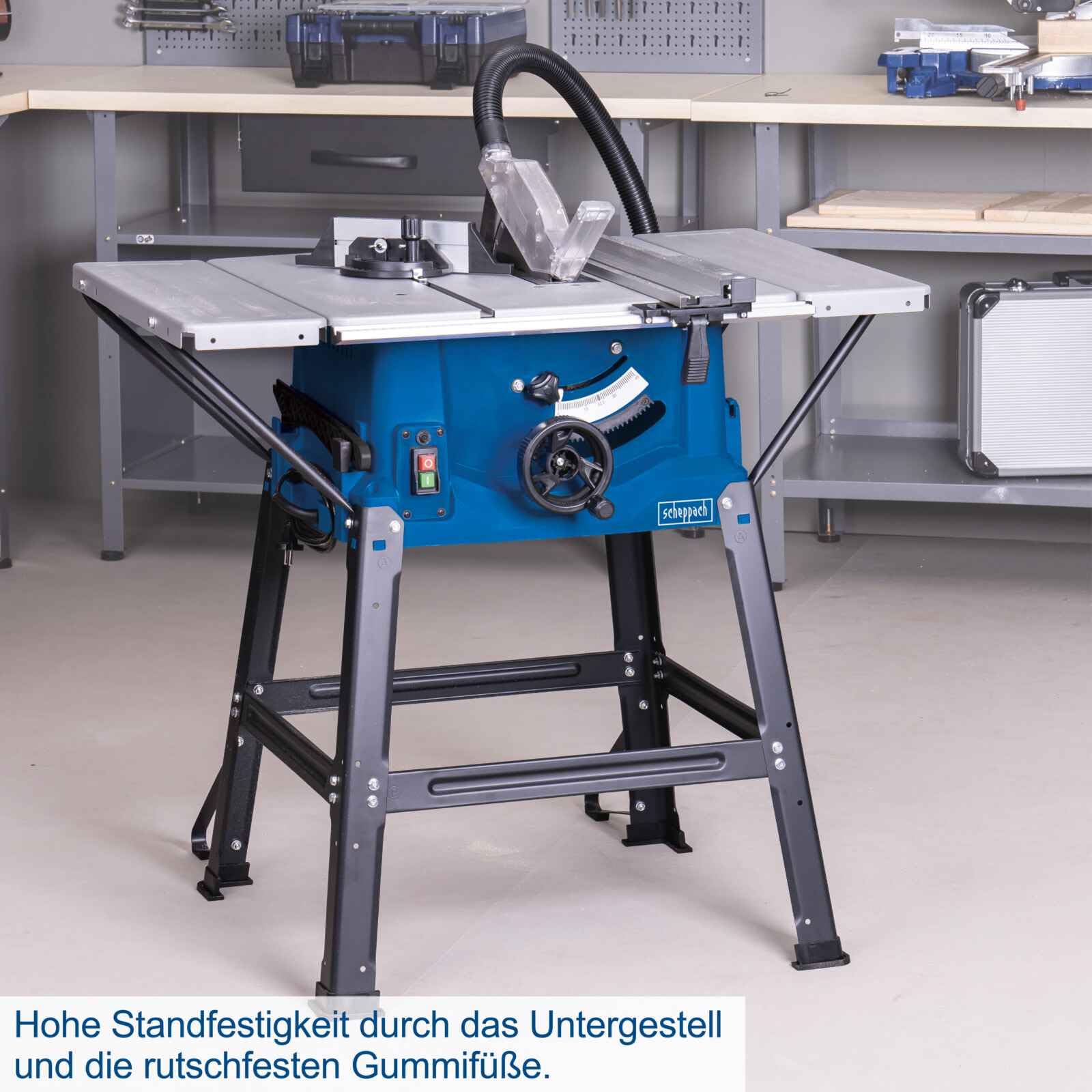 Scheppach Tischkreissäge HS100S | 230V 2000W | Schnitthöhe 85mm | Sägeblatt Ø 250mm | inkl. Tischverbreiterungen und Untergestell | Tischgröße mit Verbreiterung 642 x 940 mm | Tischhöhe 830mm