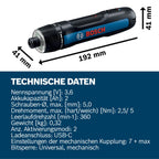 Bosch Professional Akkuschrauber Bosch GO 3 (inkl. 8-teiligem Bit-Set, Bitaufnahme, USB-C-Kabel, Mini-Koffer)