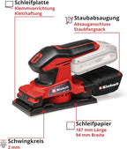 Einhell Akku-Schwingschleifer TC-OS 18/187 Li Solo Power X-Change (Lithium-Ionen, Micro-Klett, Griffflächen mit Softgrip, inkl. 1x Schleifpapier, ohne Akku und Ladegerät)