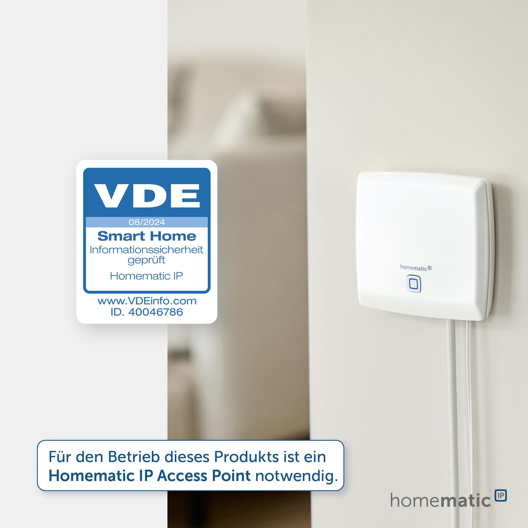 Homematic IP Smart Home Temperatur- und Luftfeuchtigkeitssensor – innen, steuert digital Heizkörper/Fußbodenheizung per App, Alexa, Google Assistant, Temperaturmessung, Energie sparen, 150181A1