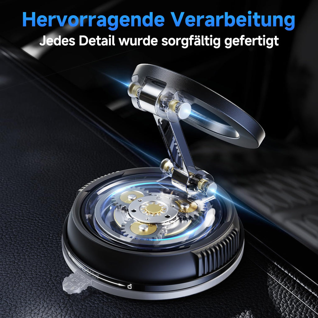 Moeila Vakuum Handyhalterung Auto für Magsafe Autohalterung [mit 78+LBS stärkste Saugkraft & 2400gf stärkster Magnet], 360° Drehbare Handyhalterung Magnet, KFZ Autohalterung für Alle Handys, Schwarz.