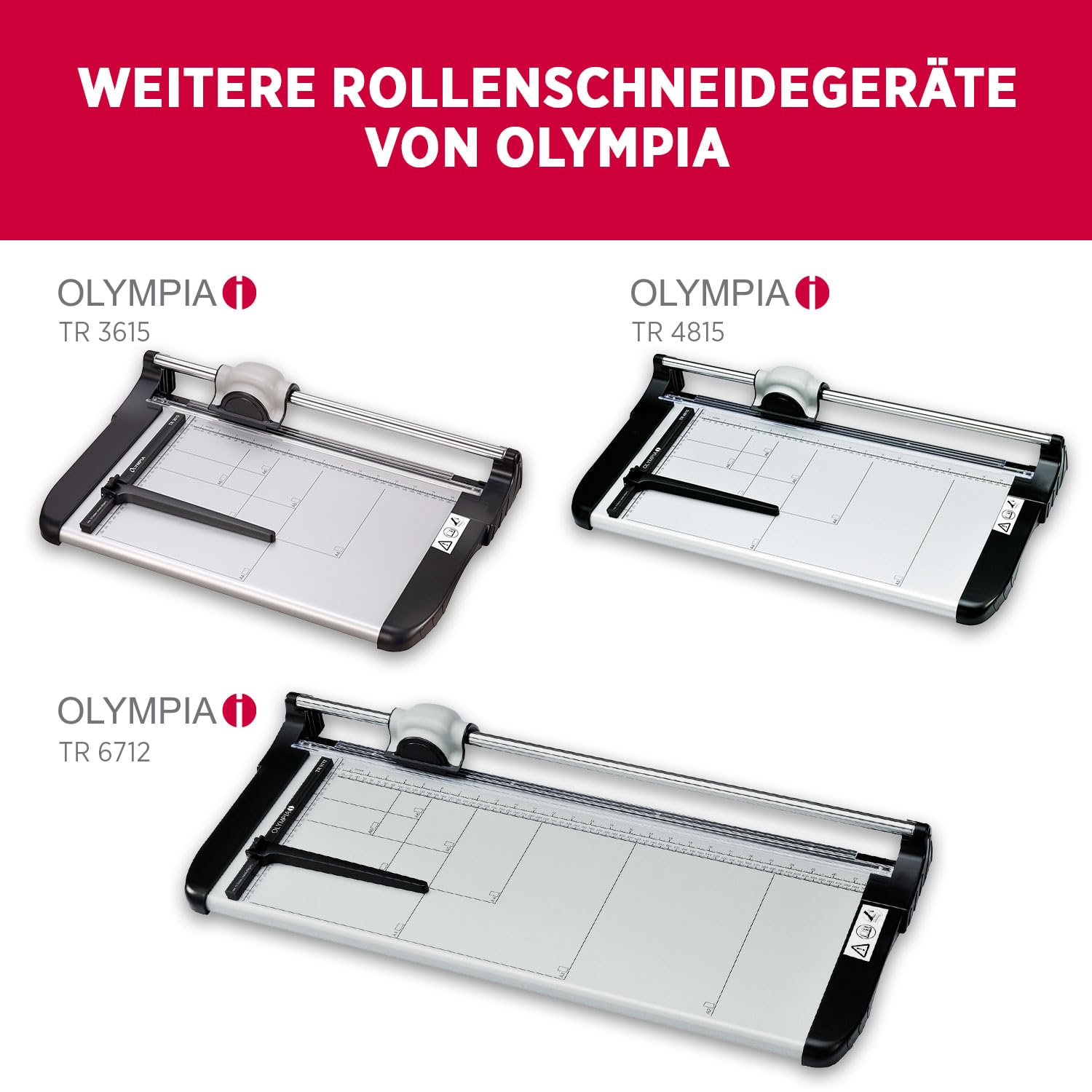 Olympia TR 1307 Rollenschneidegerät | Papierschneider Din A0 | 1300 mm Arbeitsbreite | Schneidemaschine Papier | bis zu 7 Blätter | Papierschneidemaschine mit Auffangbehälter & Untergestell | Silber