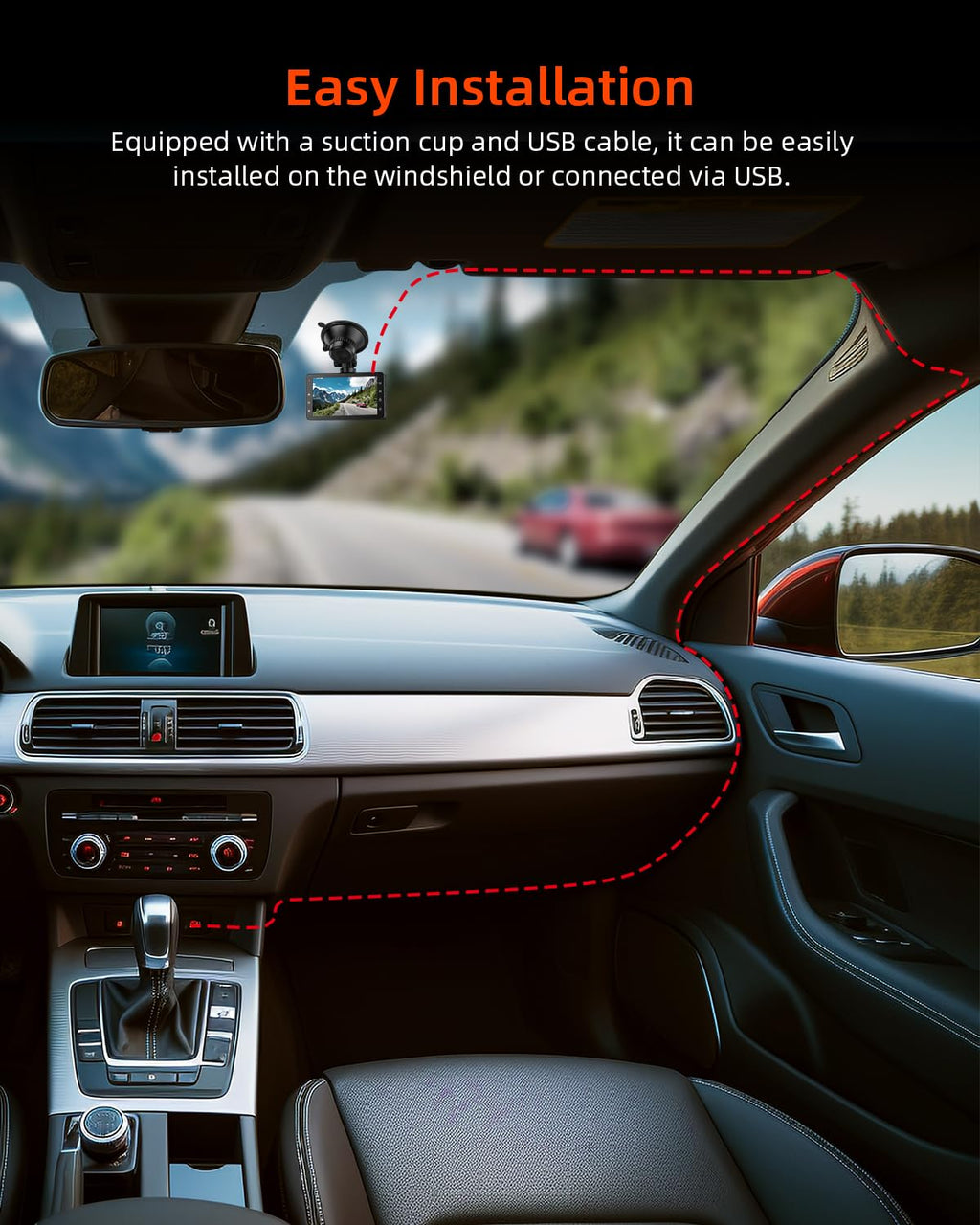 Dashcam Auto Vorne, 1080P FHD Dash cam mit Nachtsicht, WDR und 176° Weitwinkel Autokamera, 3" IPS-Bildschirm, Loop-Aufnahme, G-Sensor, Bewegungserkennung und Parkmodus, inklusive 32G SD-Karte