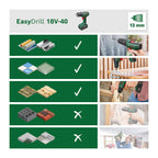 Bosch Akkuschrauber EasyDrill 18V-40 (2 Akku 2,0 Ah, 18 Volt System, im Koffer)