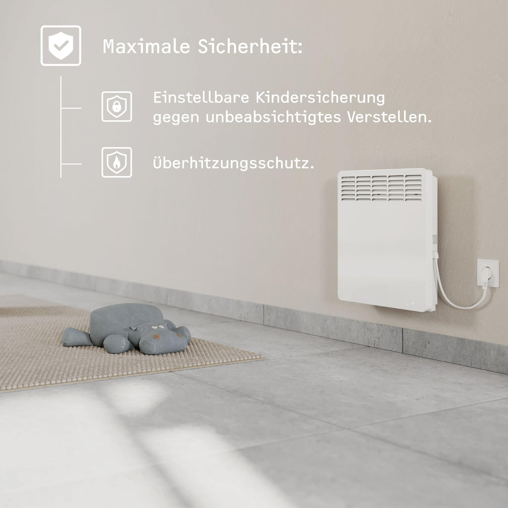 STIEBEL ELTRON Wandkonvektor CNS 250 Trend, 2,5 kW für ca. 30 m², TÜV geprüft, LC-Display, Wochentimer, Elektroheizung energiesparend, Wandmontage, mit Stecker, 236529
